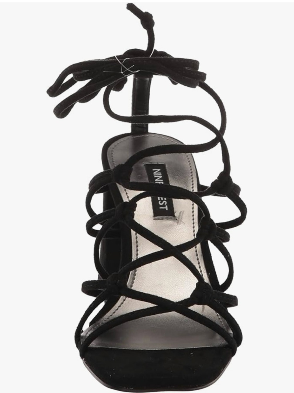 Nine West Glaven Lace-Up Heeled Sandals | Black Square Toe Size 9 - Picture 5 of 5
